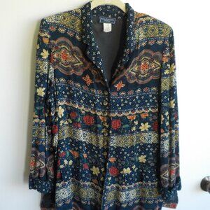 Jacket - Vintage Style - 10 Petite - Blue Print -  Button Down